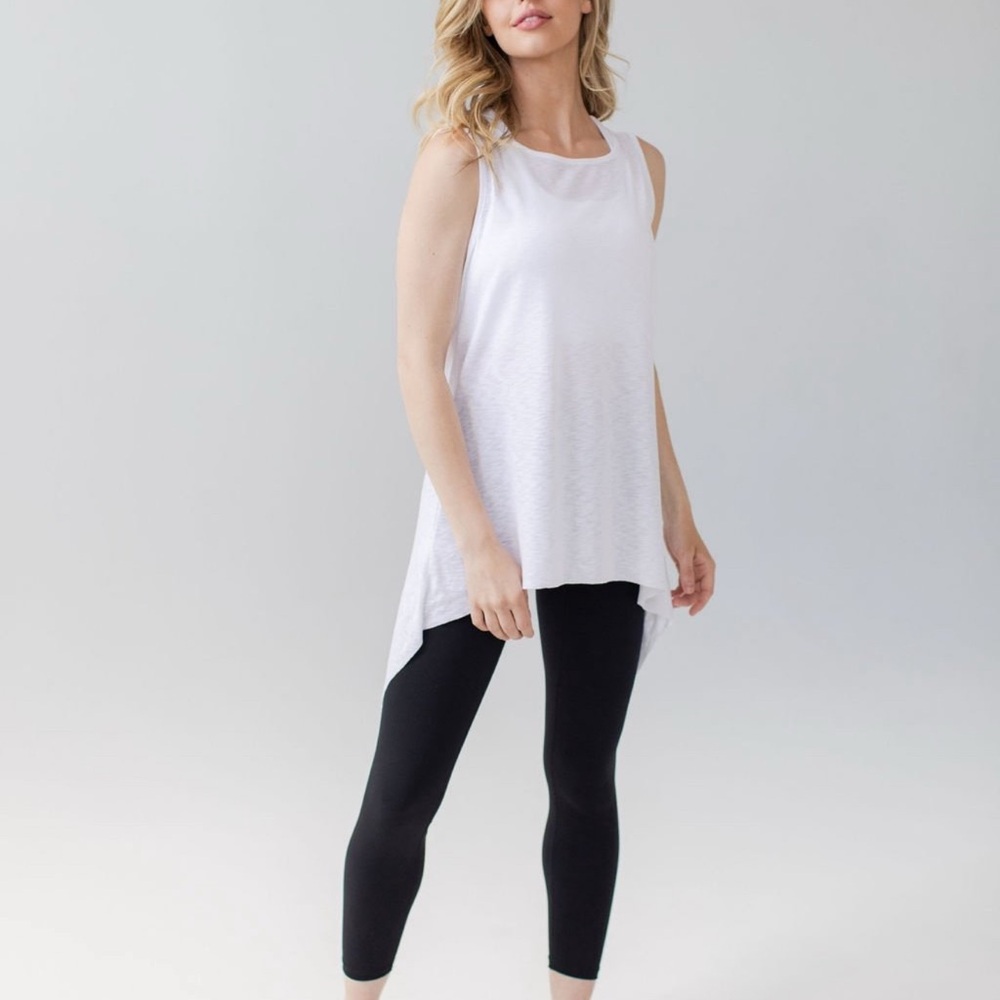 Savvi Sage Luxe White Sleeveless Tunic Top - XL